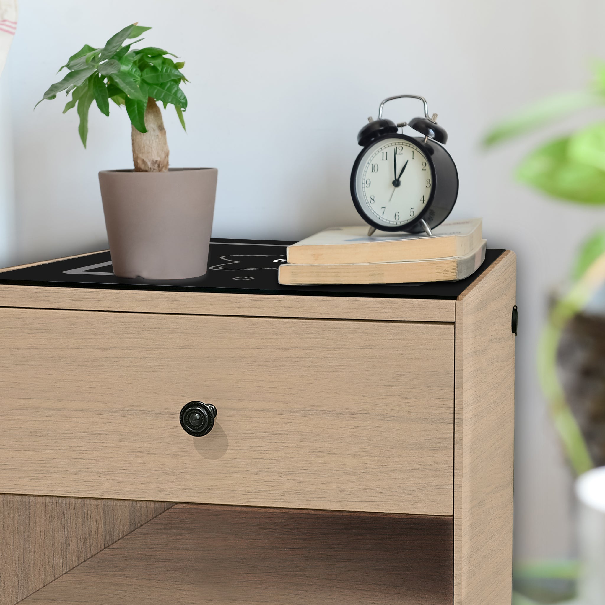 Nightstand With Wireless Charging Station Grey Mdf