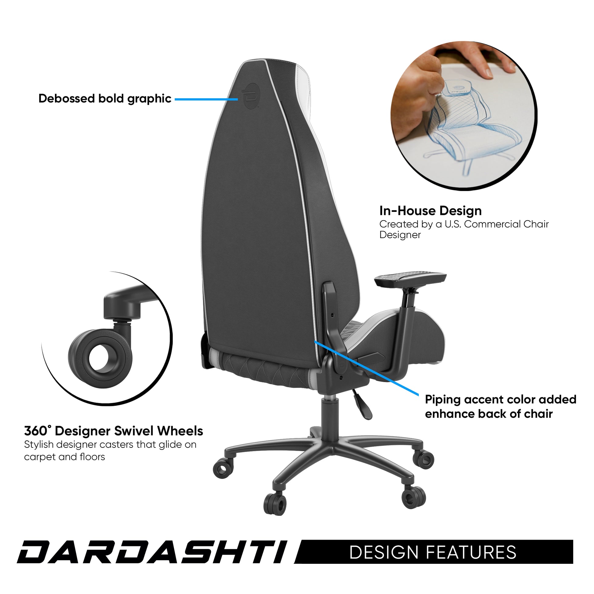 Next Gen Ergonomic Gaming Chair, 8 Way Adjustable Arm Rest, Multi Tilt, Steel Frame In White White Foam