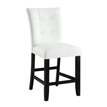 Hussein Counter Height Chair White Pu & Black Finish Dn01445 Black Pu