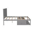 Full Size Platform Bed With Drawer On The Each Side And Shelf On The End Of The Bed, Gray Gray Pine