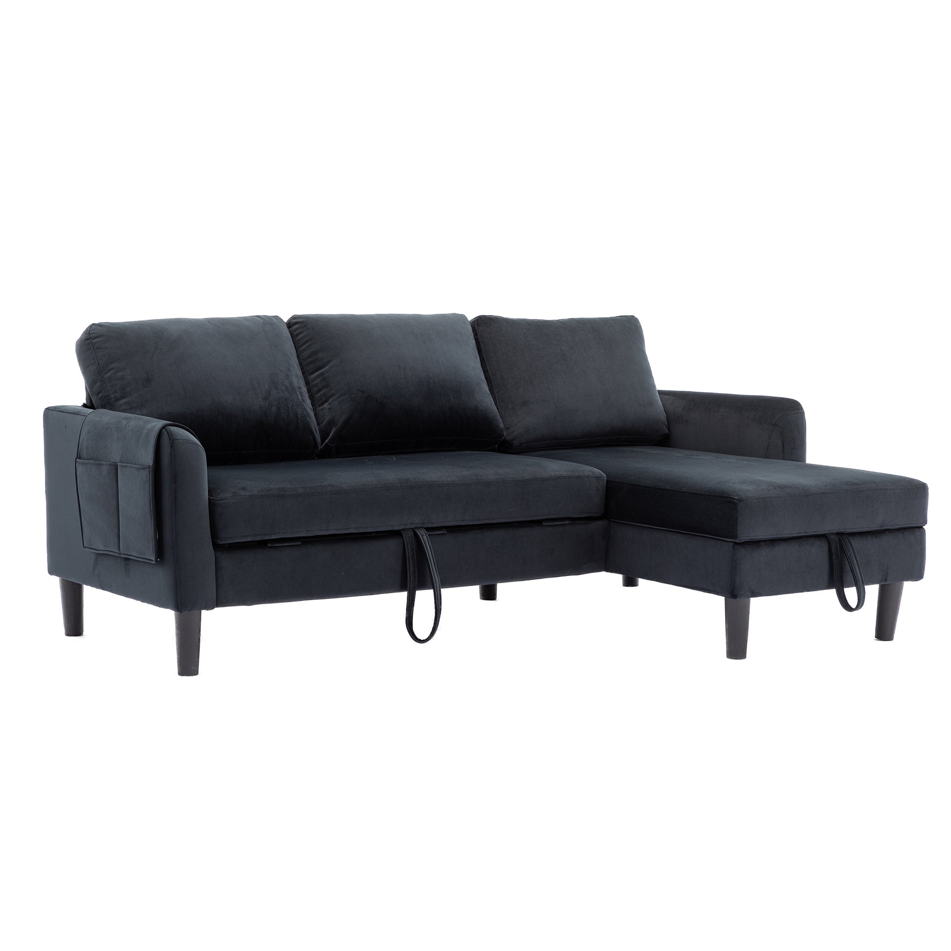 United We Win Sectional Sofa Reversible Sectional Sleeper Sectional Sofa With Storage Chaise Black Polyester
