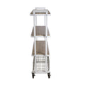 4 Tier Cart, Interchangeable Baskets And Shelves, Caster Wheels, Powder Coated Metal In White White Metal