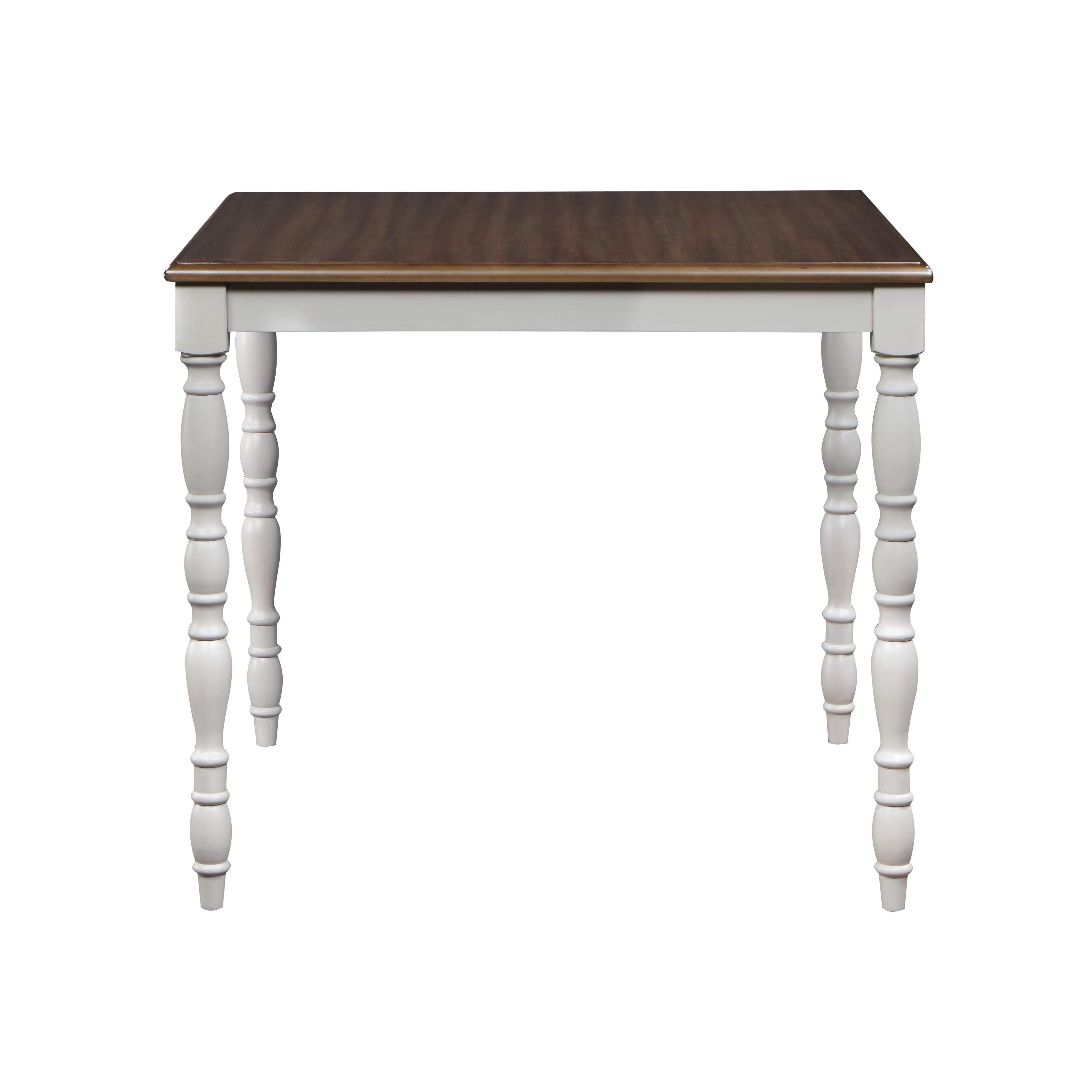 Bettina 5Pc Counter Height Table Set Beige Fabric, Antique White & Wea