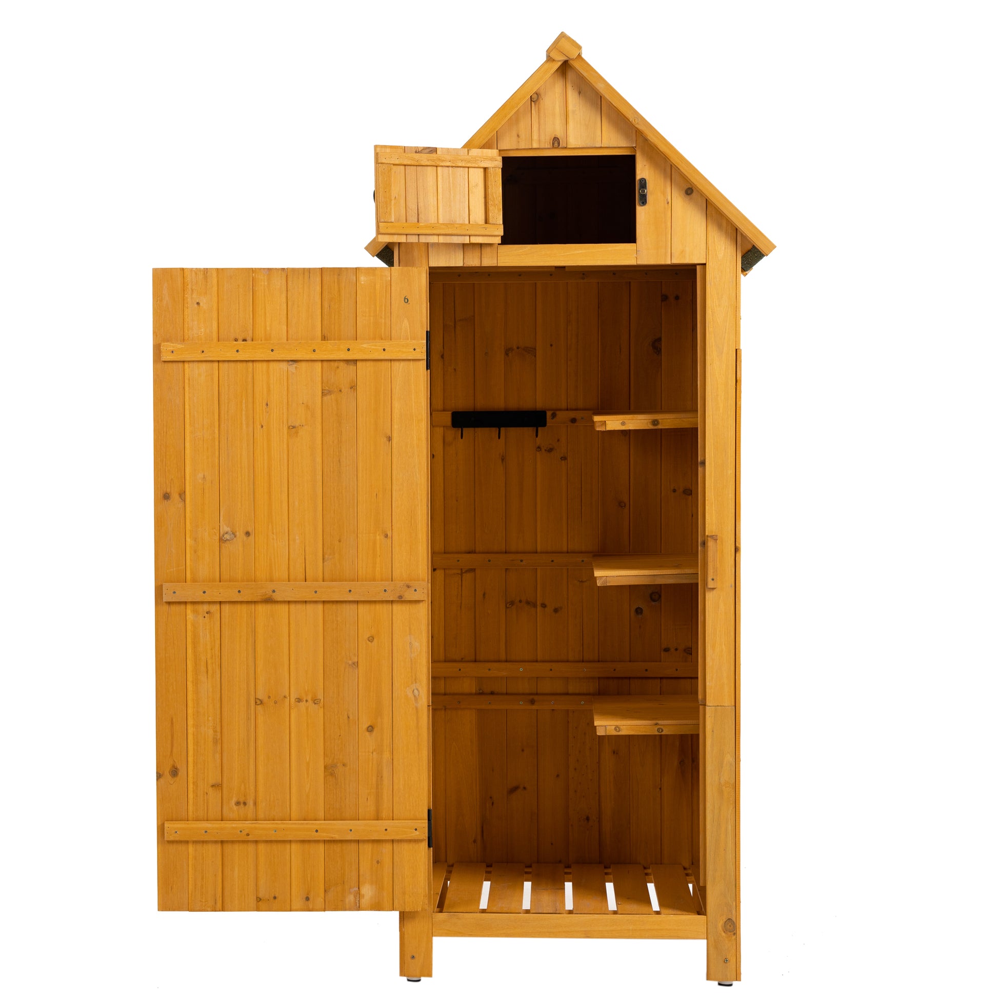 30.3"L X 21.3"W X 70.5"H Outdoor Storage Cabinet Tool Shed Wooden Garden Shed Natural Natural Solid Wood