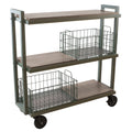 3 Tier Cart, Interchangeable Baskets And Shelves, Caster Wheels, Powder Coated Metal In Green Green Metal