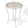 Foldable Side Table, Removable Tabletop, Laser Cut Design, Powder Coated Metal In Beige Beige Metal