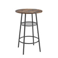 Bar Table, Equipped With 2 Bar Stoolswith Backrest And Partition Brown Mdf