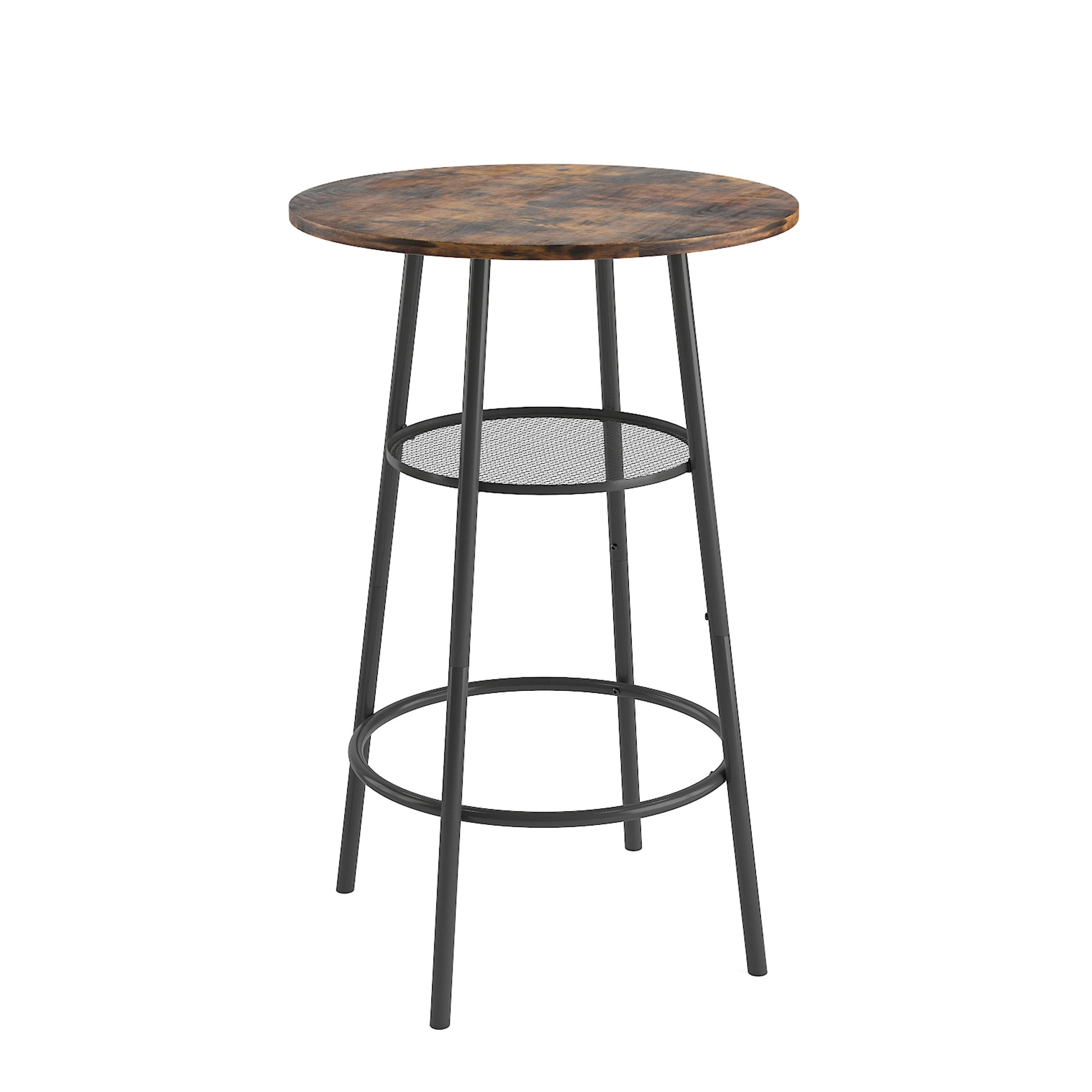Bar Table, Equipped With 2 Bar Stoolswith Backrest And Partition Brown Mdf