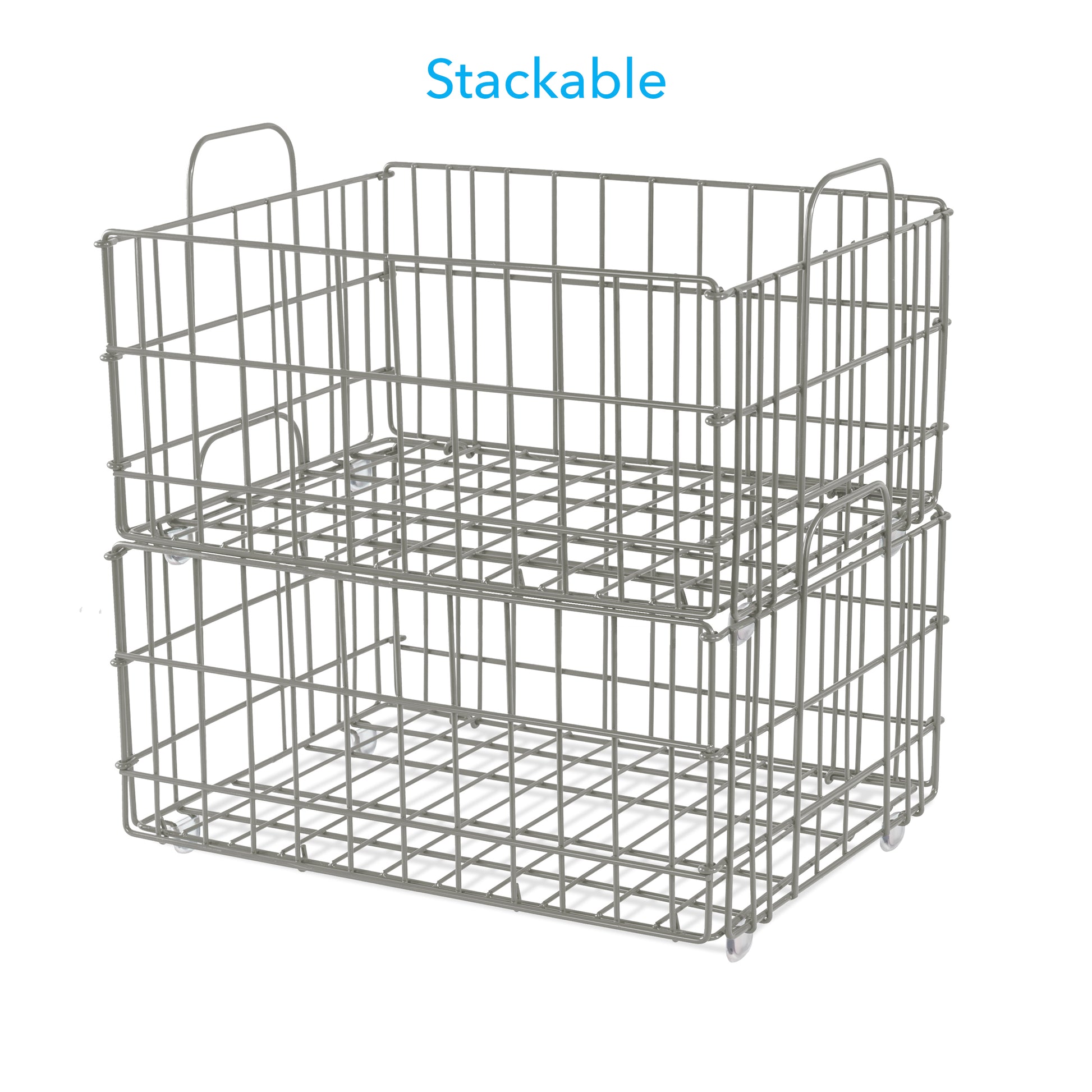Collapsable Wire Basket In Light Gray Light Gray Metal
