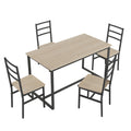 Five Piece Set Table And Chair With Backrest, Industrial Style, Solid Structure Beige Mdf Steel