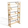 Media Storage Rack With Sliding Dividers In Maple Black Brown Particle Board