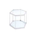 Modern Glass Coffee Table With Silver Finish Stainless Steel Frame Silver Glass