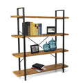 Open Bookshelf With Mdf Shelves And Metal Frame Brown Mix Particle Board