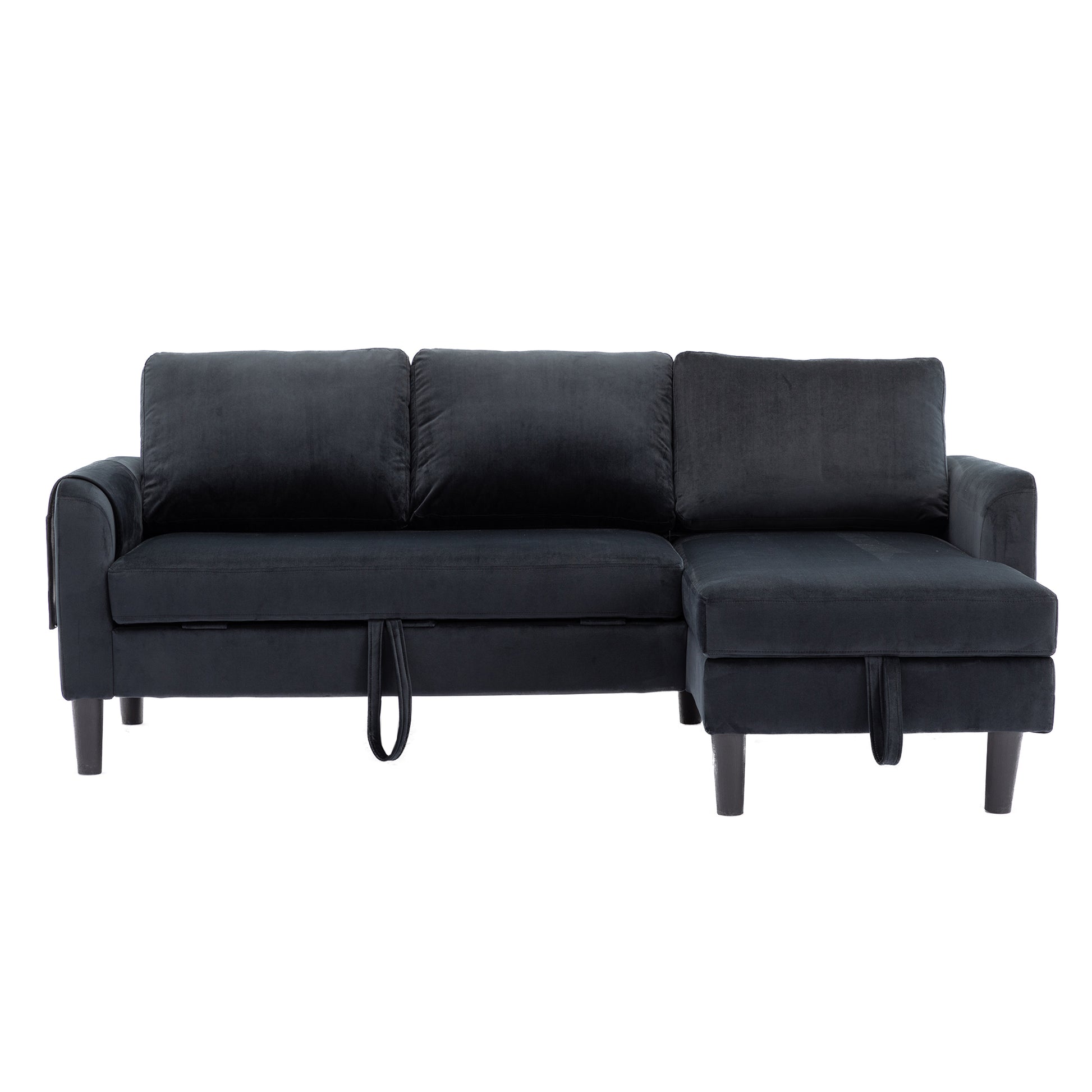 United We Win Sectional Sofa Reversible Sectional Sleeper Sectional Sofa With Storage Chaise Black Polyester