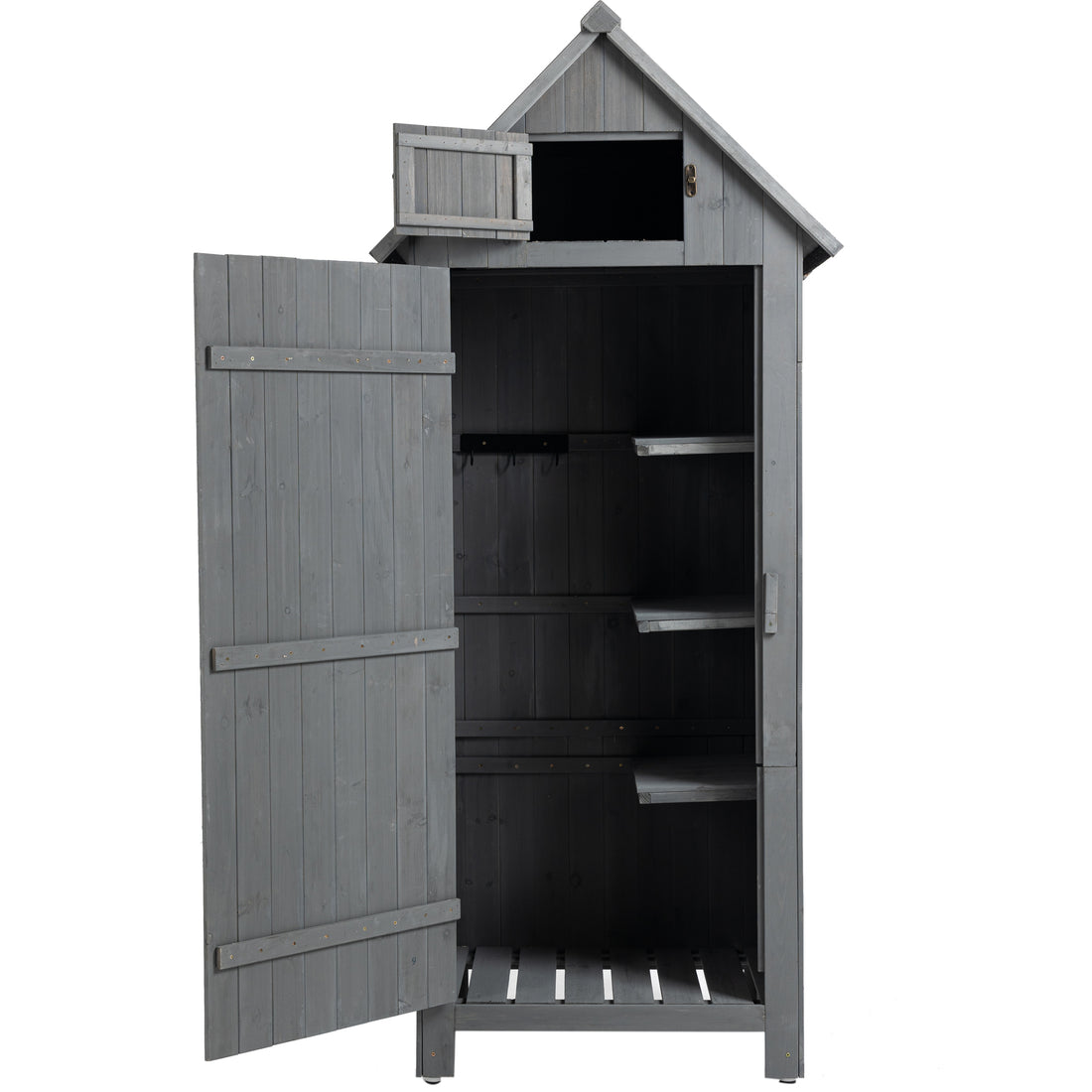 30.3"L X 21.3"W X 70.5"H Outdoor Storage Cabinet Tool Shed Wooden Garden Shed Gray Grey Solid Wood