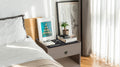 Nightstand With Wireless Charging Station Grey Mdf