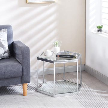 Modern Glass Coffee Table With Silver Finish Stainless Steel Frame Silver Glass