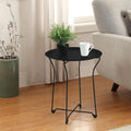 Foldable Side Table, Removable Table Top, Powder Coated Metal In Black Black Metal