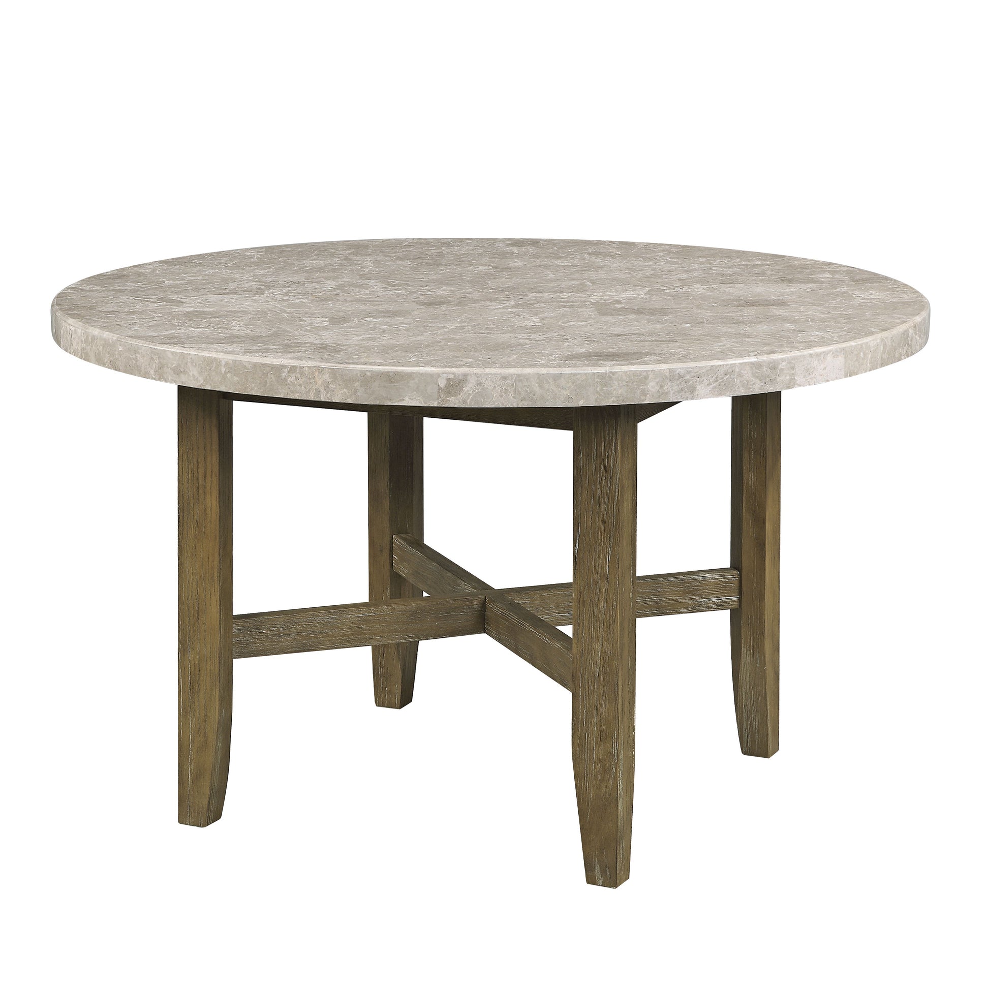 Karsen Dining Table W Marble Top Marble Top & Rustic Oak Finish Dn01449 Oak Solid Wood