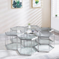 Modern Glass Coffee Table With Silver Finish Stainless Steel Frame Silver Glass