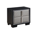 Nicola Nightstand Silver Pu & Black Finish Bd01428 Black Pu