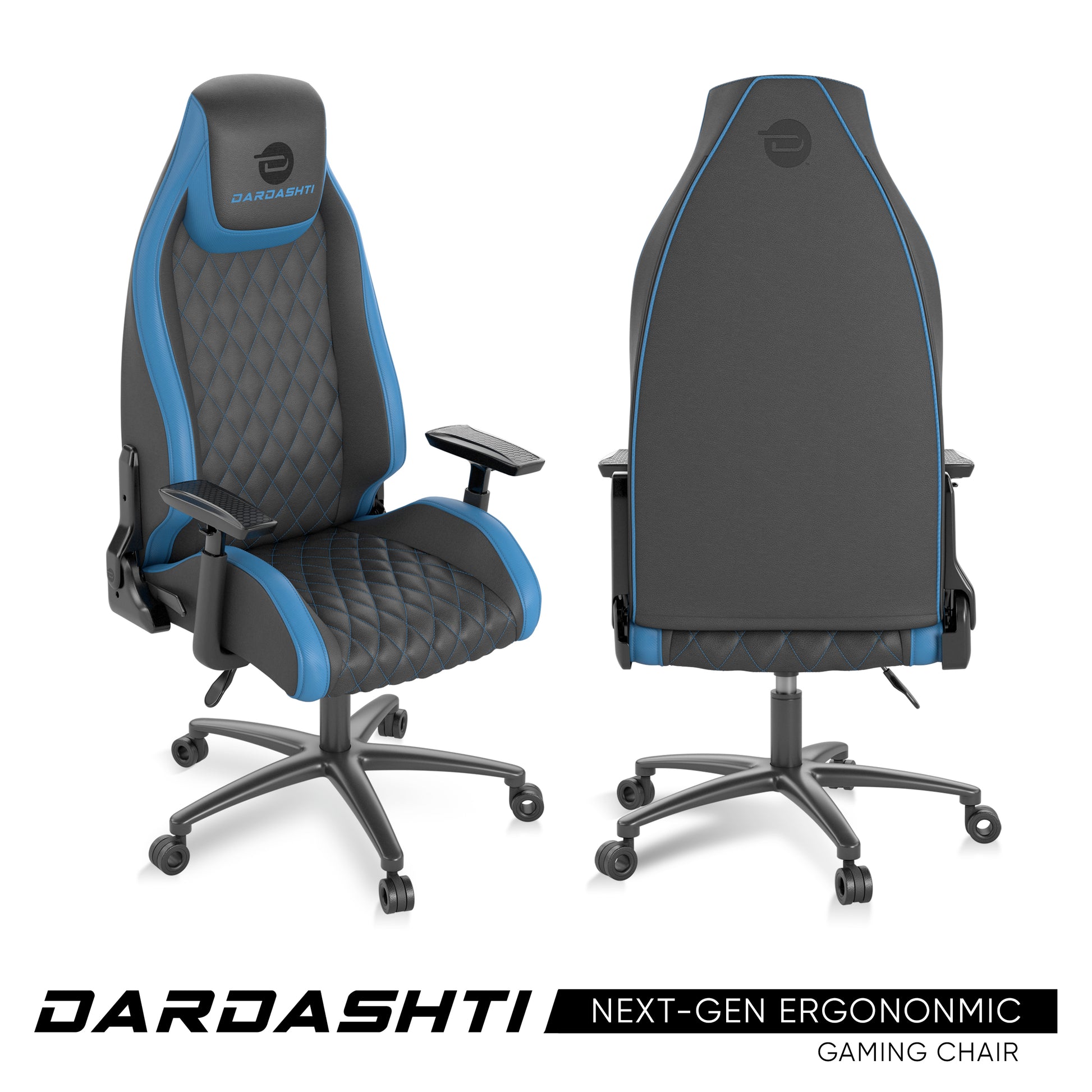 Next Gen Ergonomic Gaming Chair, 8 Way Adjustable Arm Rest, Multi Tilt, Steel Frame In Blue Blue Foam