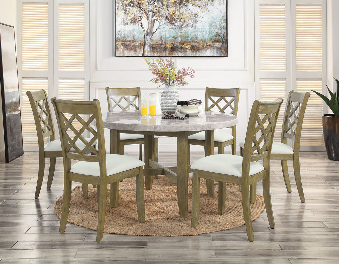 Karsen Dining Table W Marble Top Marble Top & Rustic Oak Finish Dn01449 Oak Solid Wood