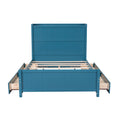 Full Size Platform Bed With Drawers And Storage Shelves, Blue Blue Pine