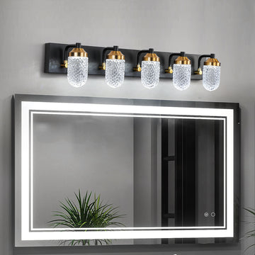 Vanity Lights With 5 Led Bulbs For Bathroom Lighting Black Glass