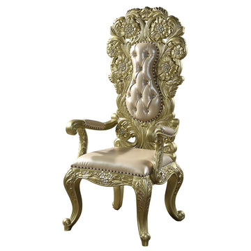 Cabriole Arm Chair Set 2 Gold Finish Dn01484 Gold Mdf