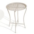 Foldable Side Table, Removable Tabletop, Laser Cut Design, Powder Coated Metal In Beige Beige Metal