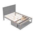 Full Size Platform Bed With Drawer On The Each Side And Shelf On The End Of The Bed, Gray Gray Pine