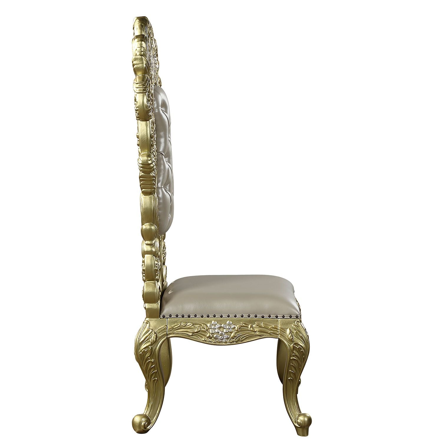 Cabriole Side Chair Set 2 Gold Finish Dn01483 Gold Mdf