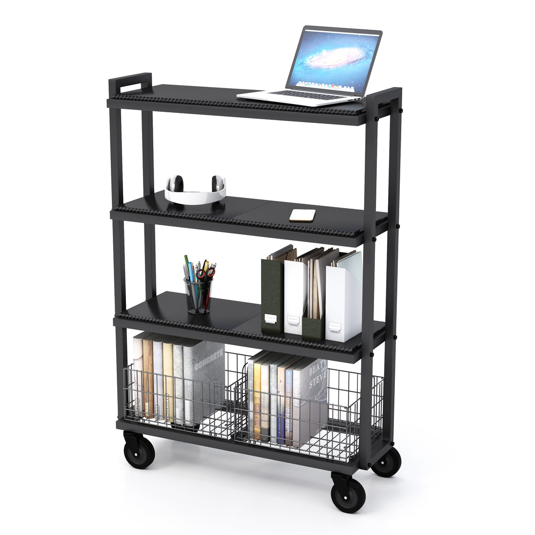 Cart 4 Tier Wide Collection Black