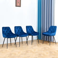 Modern Blue Velvet Dining Chairsfabric Accent Upholstered Chairs Side Chair With Black Legs For Home Furniture Living Room Bedroom Kitchen Dinning Room Set Of 2 Blue Foam Metal