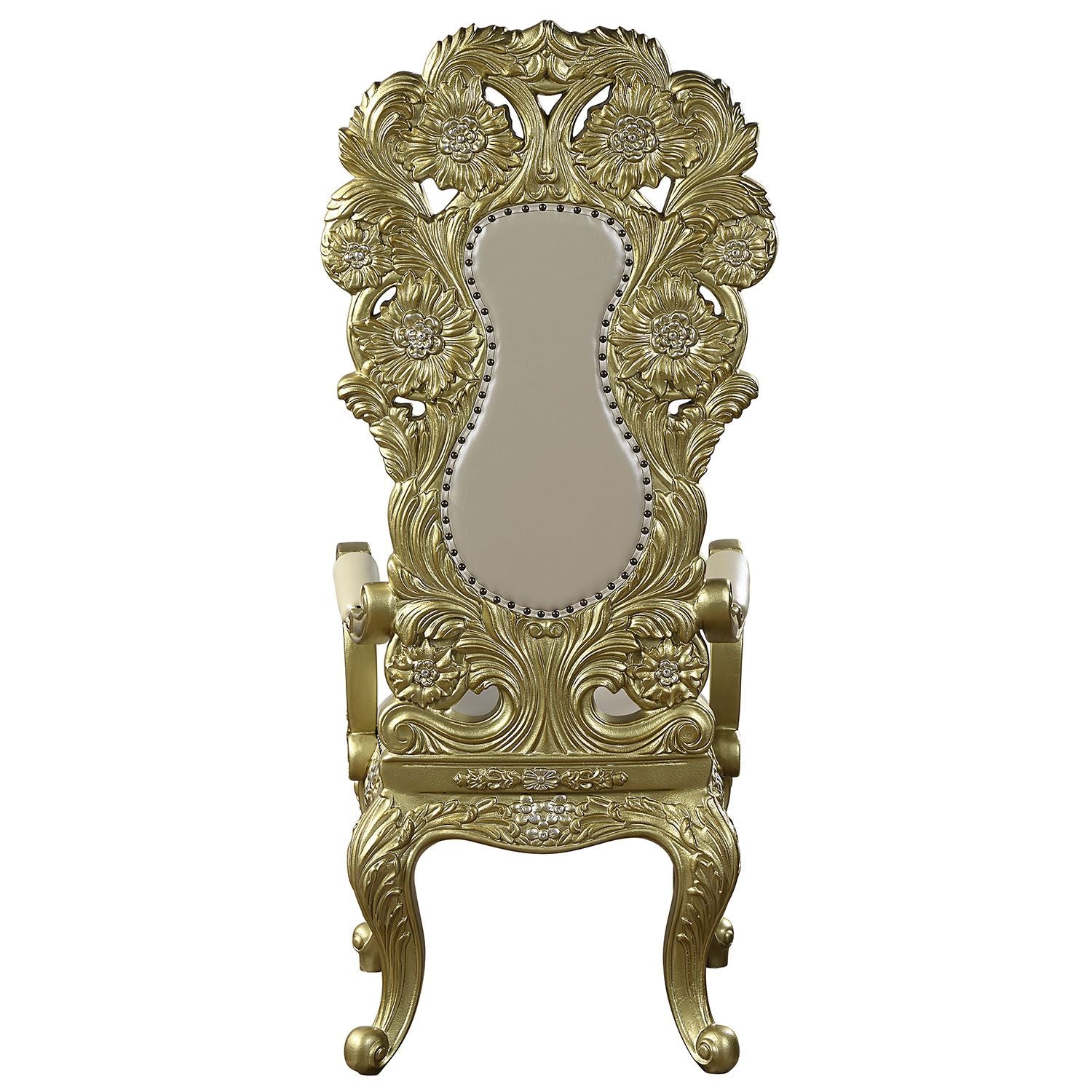 Cabriole Arm Chair Set 2 Gold Finish Dn01484 Gold Mdf