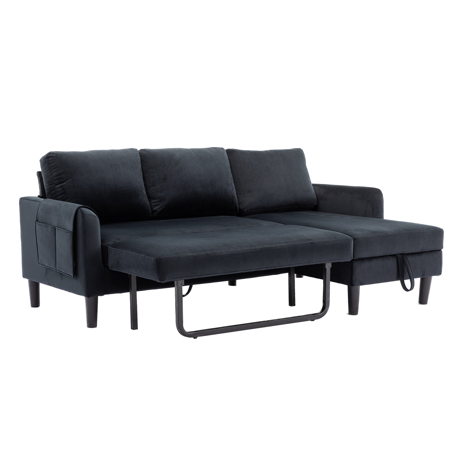 United We Win Sectional Sofa Reversible Sectional Sleeper Sectional Sofa With Storage Chaise Black Polyester