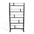 Media Storage Rack With Sliding Dividers In Espresso Brown Black Brown Particle Board