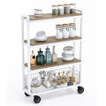 4 Tier Cart, Interchangeable Baskets And Shelves, Caster Wheels, Powder Coated Metal In White White Metal