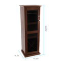 Locking Bar Cabinet, Holds 9 Wine Glasses, Holds Up To 16 Wine Bottles, Compact Storage In Chestnut Brown Chestnut Particle Board