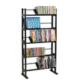 Media Storage Rack With Sliding Dividers In Espresso Brown Black Brown Particle Board