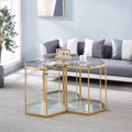 Modern Glass End Table With Gold Finish Stainless Steel Frame Gold Glass