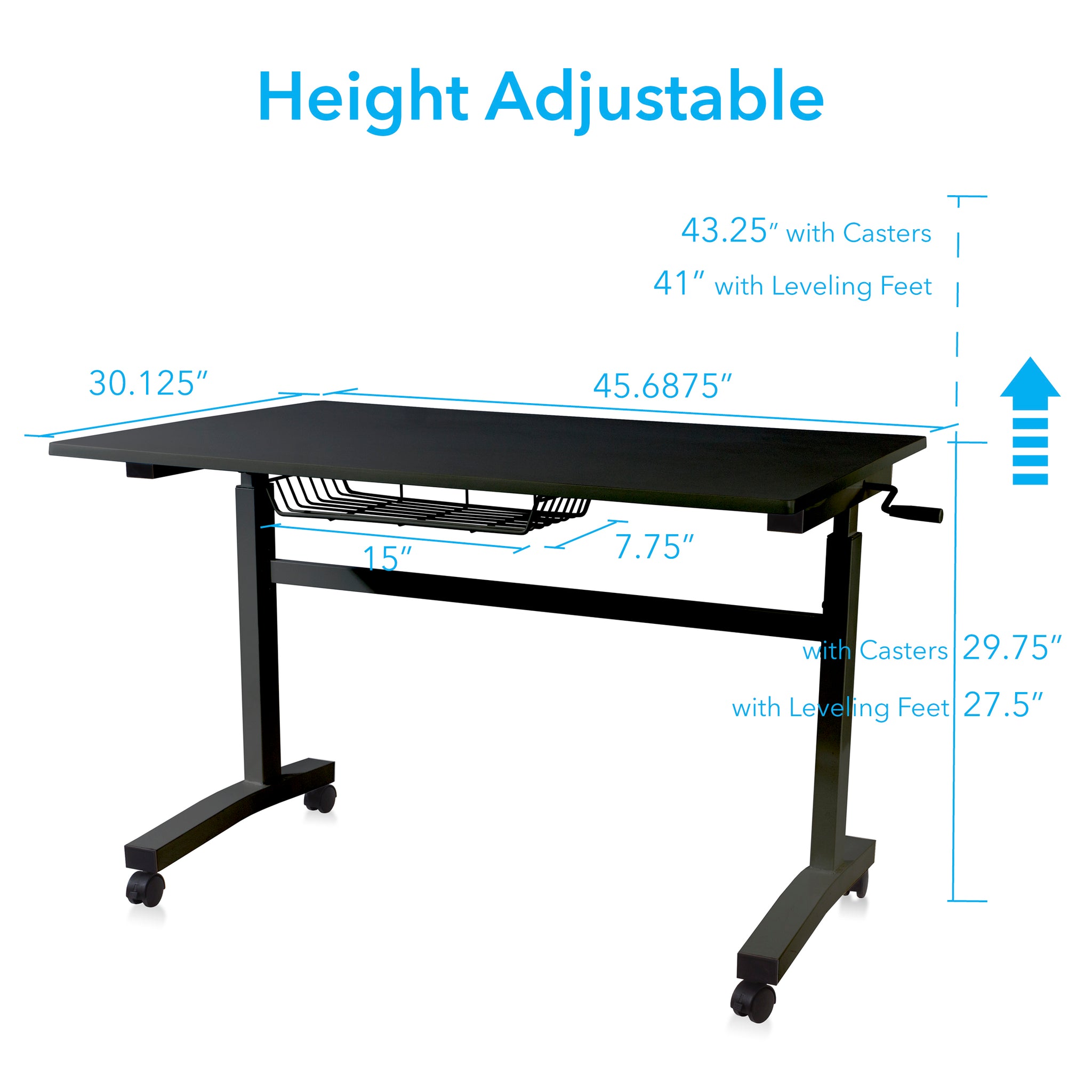 Sit Stand Desk with Casters Black Height Adjustable black-metal