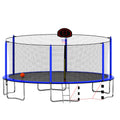 16Ft Trampoline With Basketball Hoop Pump And Ladder Inner Safety Enclosure With Soccer Goal Blue Blue Steel