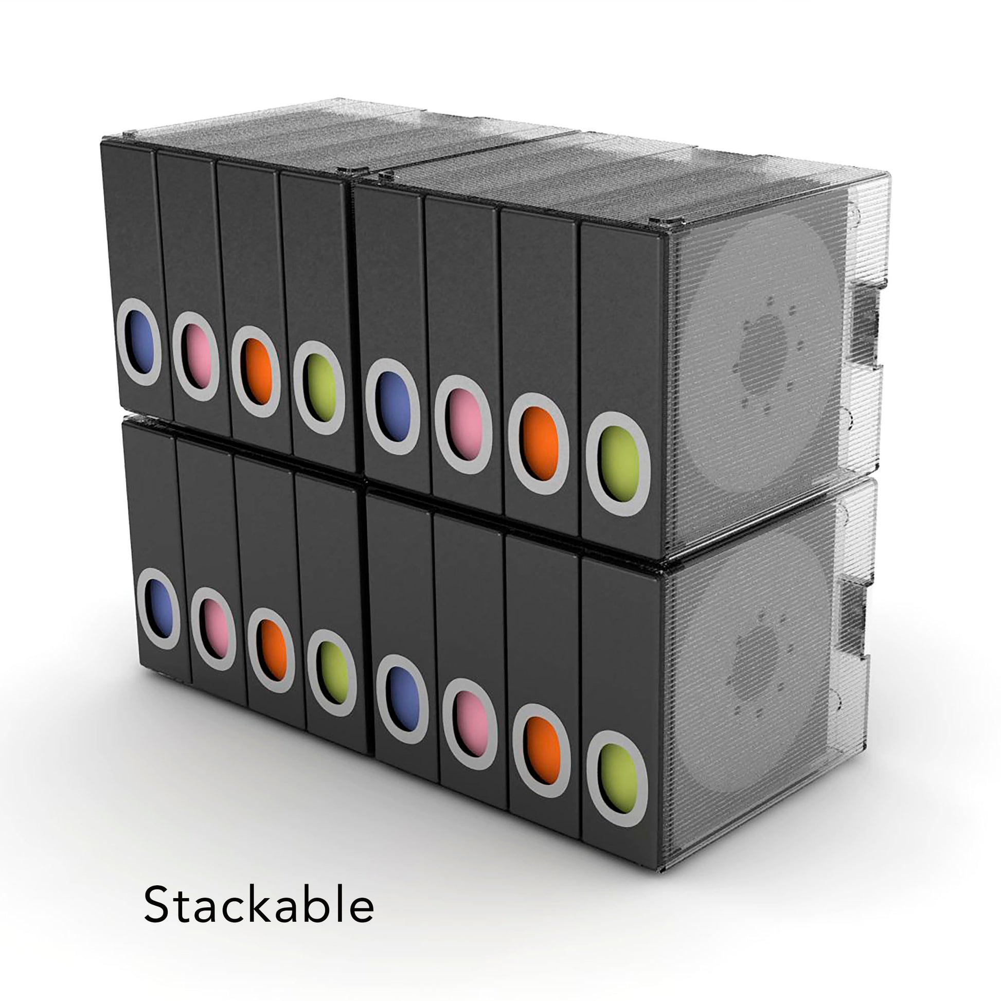 Disc Cube, Stackable, Wall Mountable In Black Black Plastic