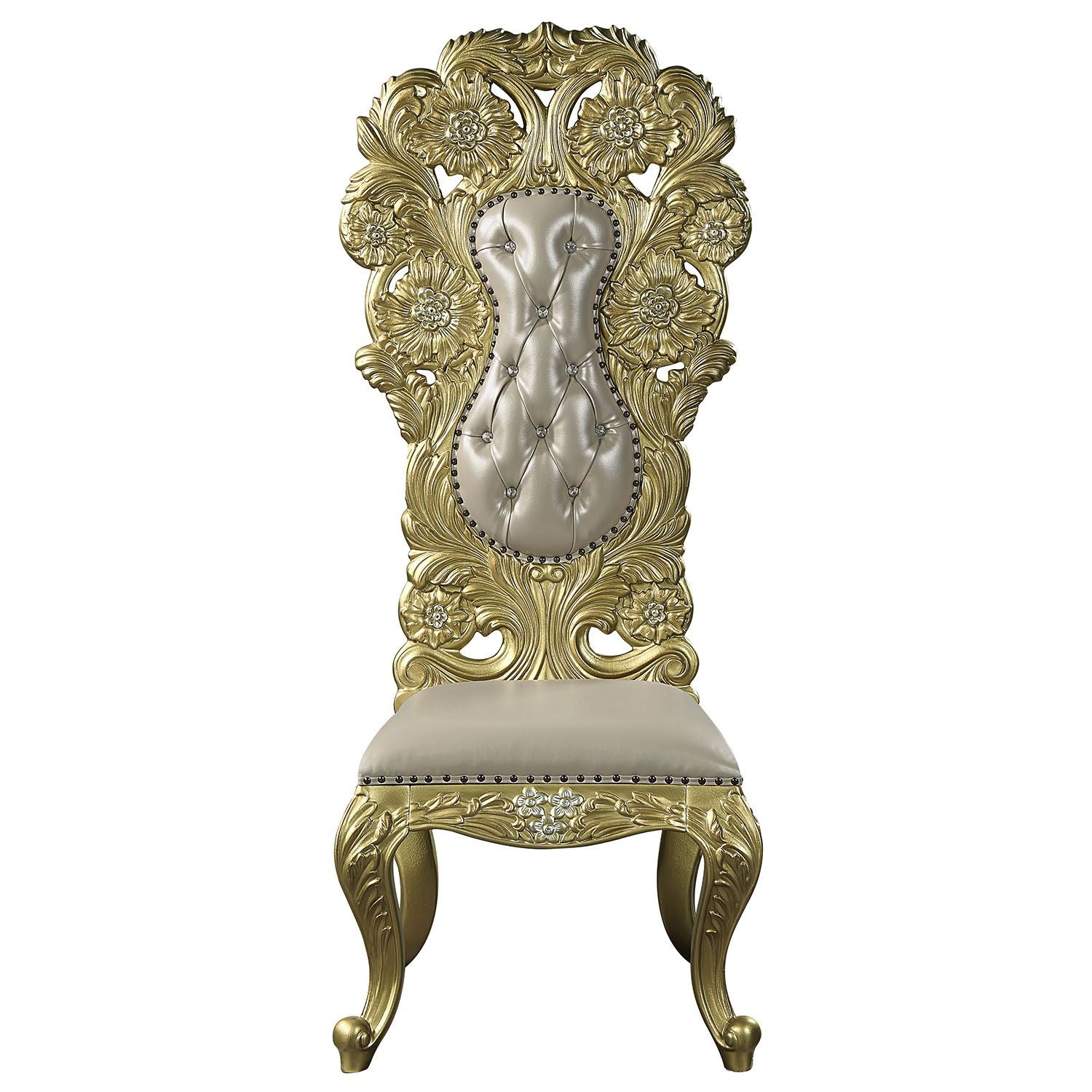 Cabriole Side Chair Set 2 Gold Finish Dn01483 Gold Mdf