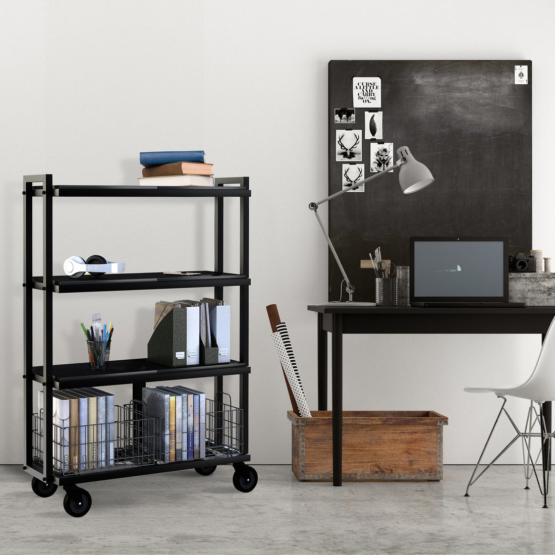 Cart 4 Tier Wide Collection Black