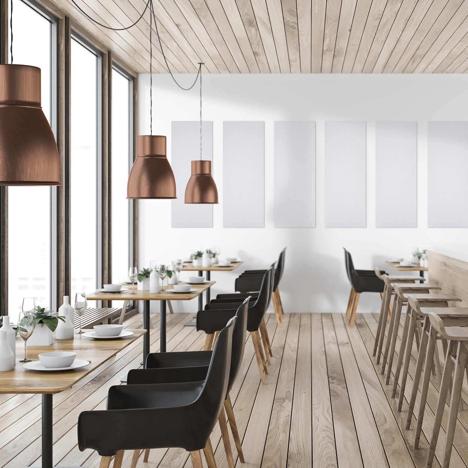 Sound Absorbing, Acoustic Panels, Light Weight In White Pack Of 5 White Polyester