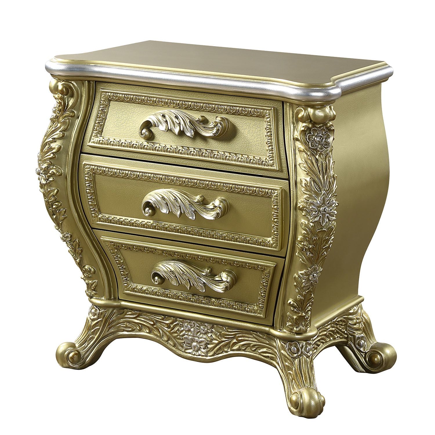 Cabriole Nightstand Gold Finish Bd01464 Gold Mdf