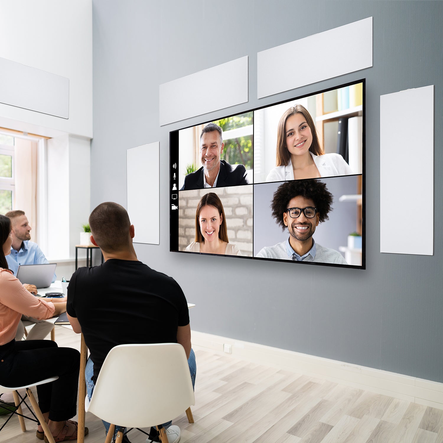 Sound Absorbing, Acoustic Panels, Light Weight In White Pack Of 5 White Polyester